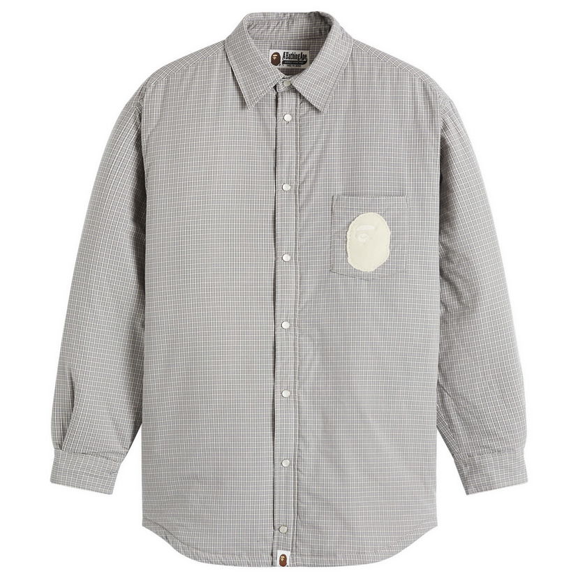 Jakna BAPE Check Padded Shirt Jacket Siva | 001HJK802002L-GRA