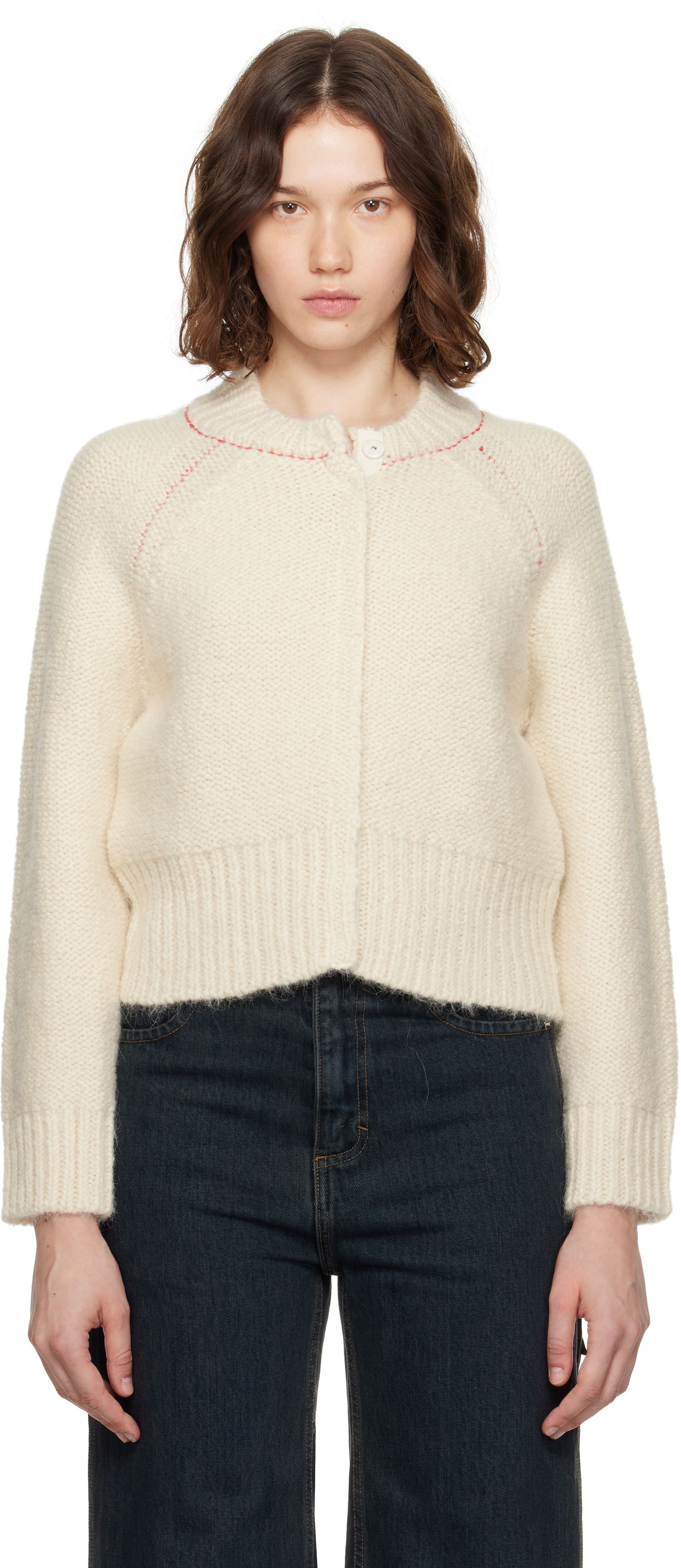 Džemper Eckhaus Latta Eckhaus Latta Fisherman's Bomber Cardigan Bijela | 8264-EL-PF25-EG -, 0