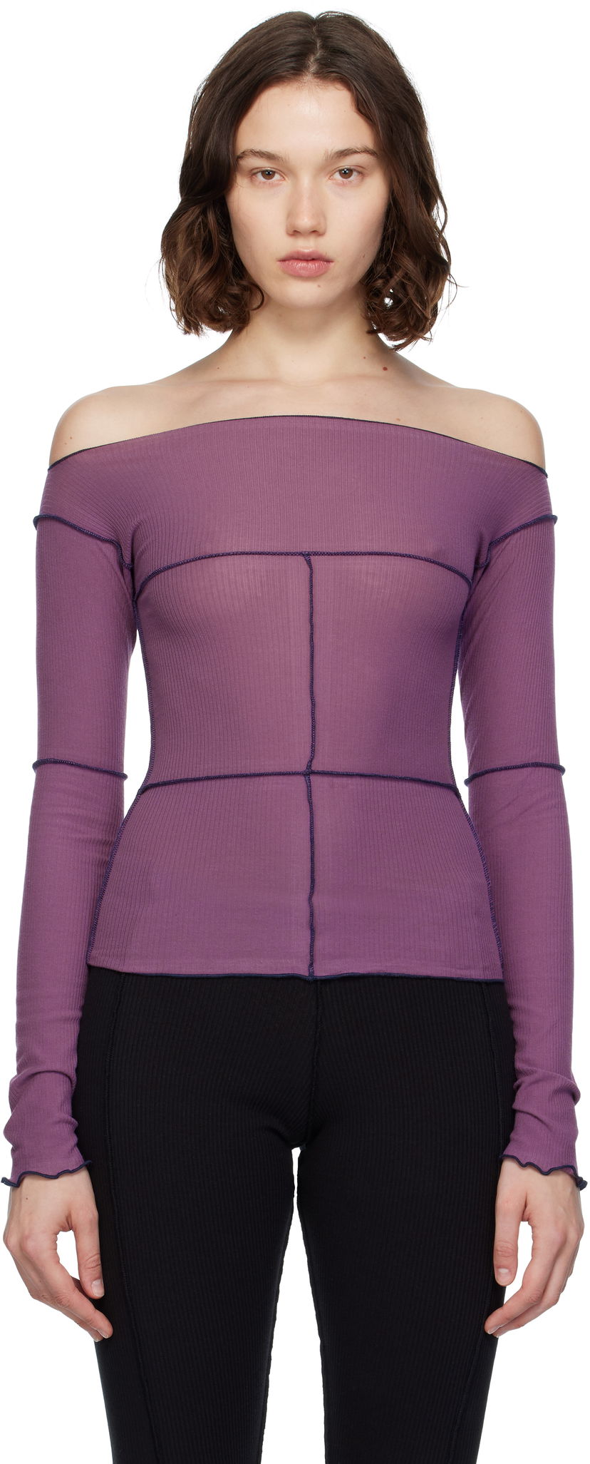 Majica bez rukava Baserange Baserange Cinder Off-the-Shoulder Top Ljubičasta | TTCL-CR-AU25
