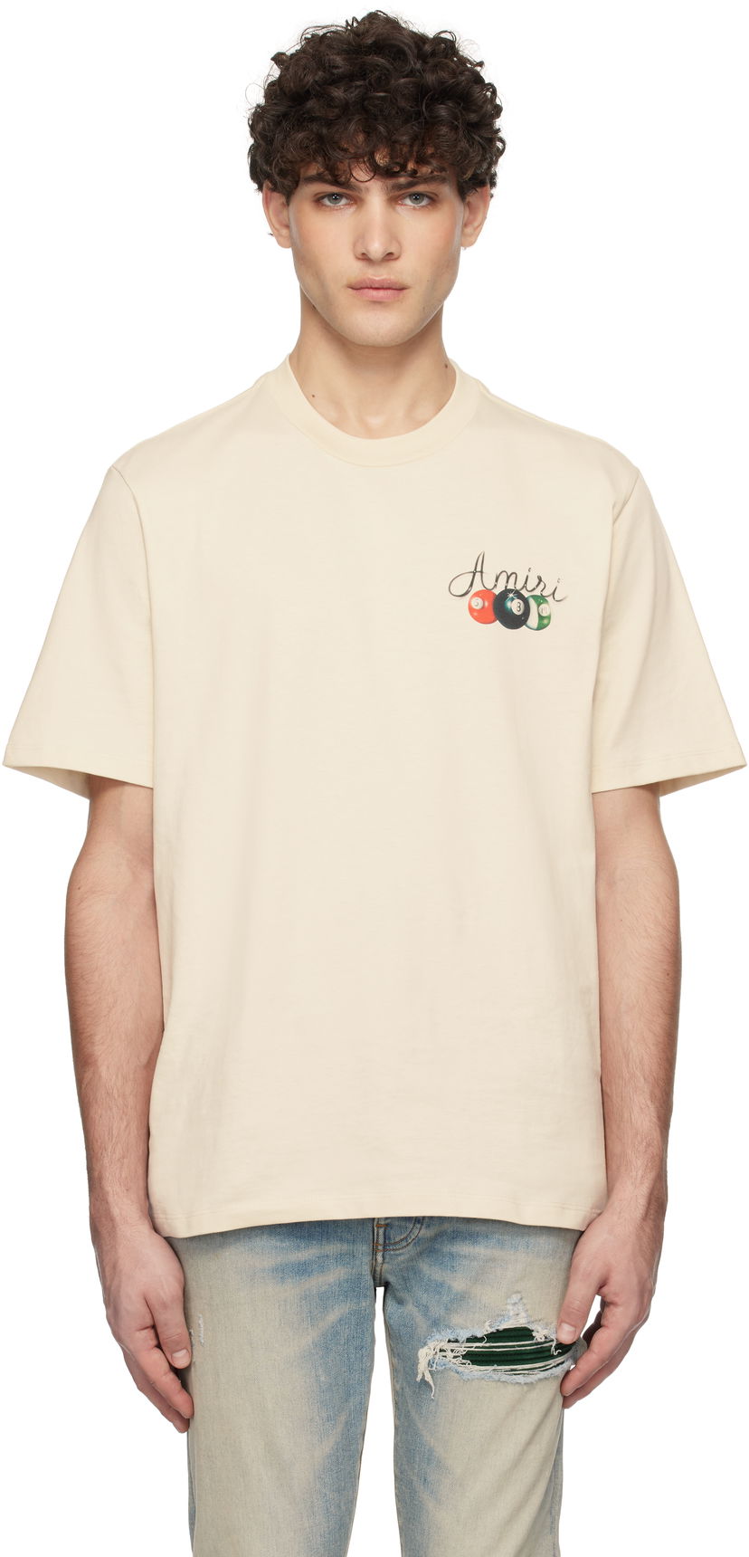 Majica kratkih rukava AMIRI Pool Cue Graphic T-Shirt Bež | AMJYTE1135