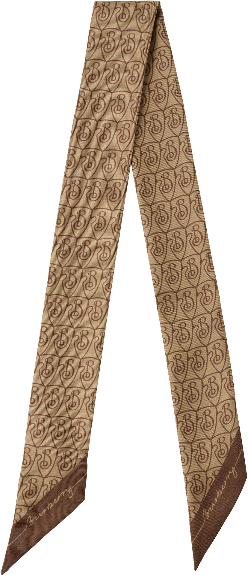 Šal Burberry Burberry Skinny B Shield Silk Scarf Bež | 8106311
