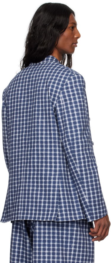 Jakna ERL ERL Check Double-Breasted Blazer Plava | ERL10J038, 2