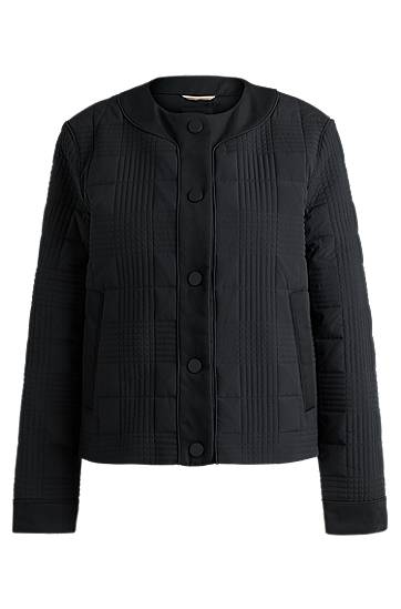 Pernata jakna BOSS Water-Repellent Padded Check Jacket Crna | 50518343
