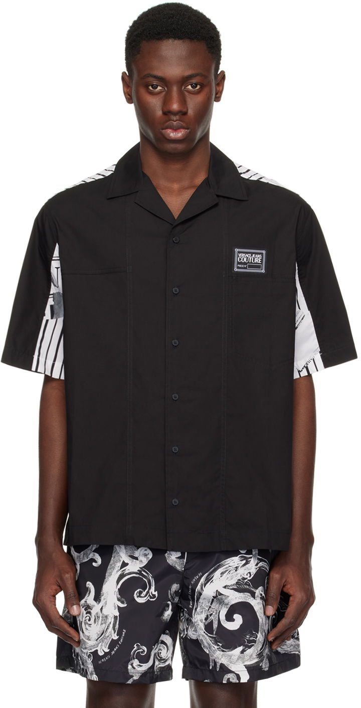 Košulja Versace Couture Black & White Magazine Shirt Crna | E76GAL202_EN0132