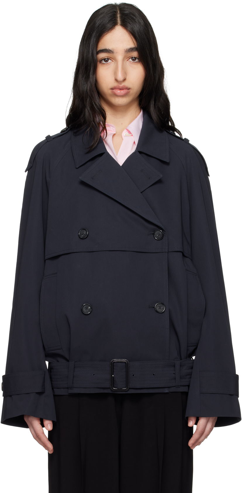 Trenčkot TOTEME TOTEME Short Trench Jacket Tamnoplava | 252-WRO0174-FB0379