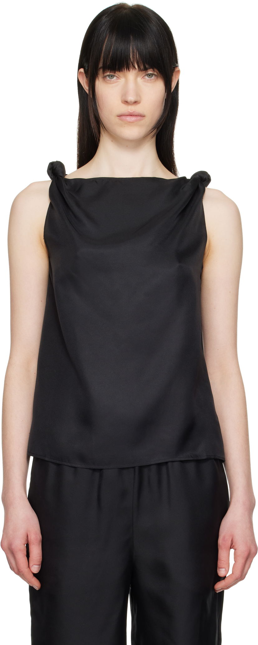 Majica bez rukava Loulou de Saison Loulou de Saison Remy Knotted Tank Top Crna | REMY