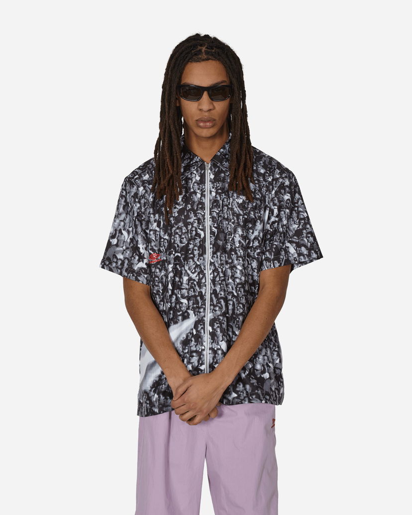 Košulja Umbro Printed Shortsleeve Shirt White / Black Crna | UBMW065FA39 WTH0004