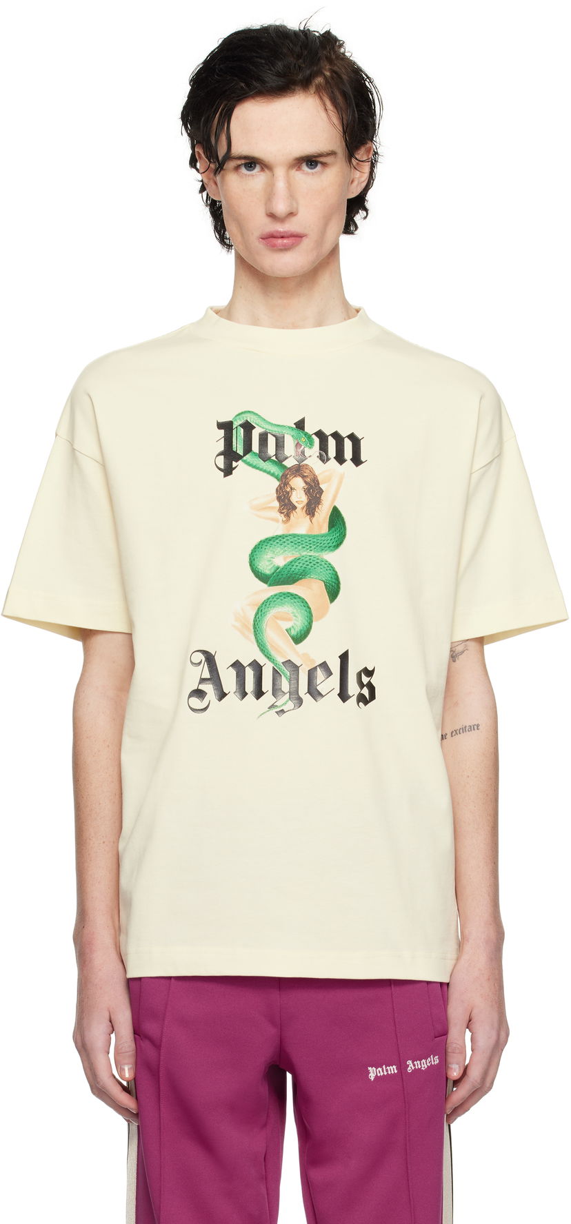 Majica kratkih rukava Palm Angels Pin Up Graphic Print T-Shirt Žuta | PMAA001S25JER0070B10