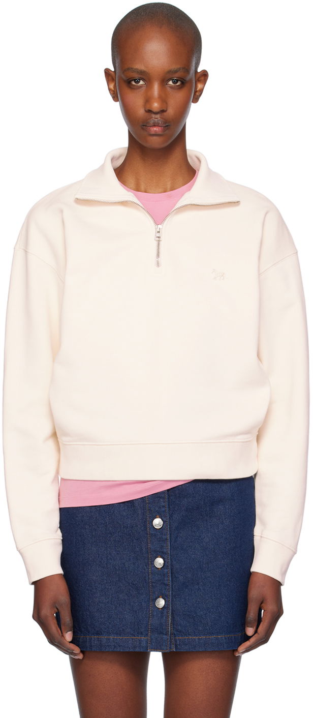 Dukserice MAISON KITSUNÉ Half-Zip Sweatshirt Bijela | MW00304KM0325