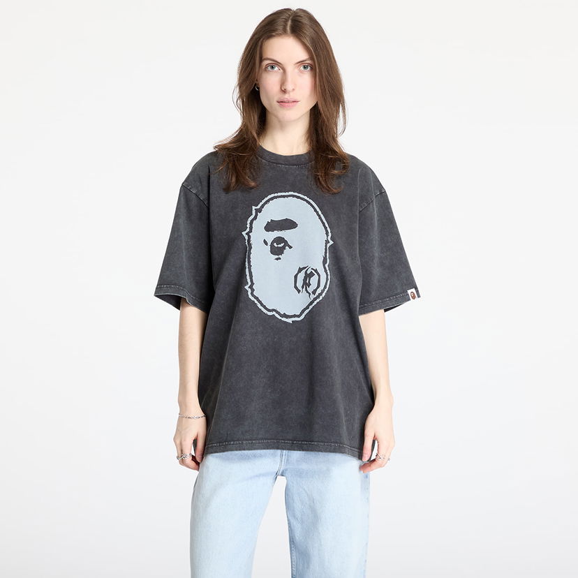 Majica kratkih rukava BAPE A BATHING APE Garment Dye Ape Head Relaxed Fit Tee Crna | 001CSL301342MBLK