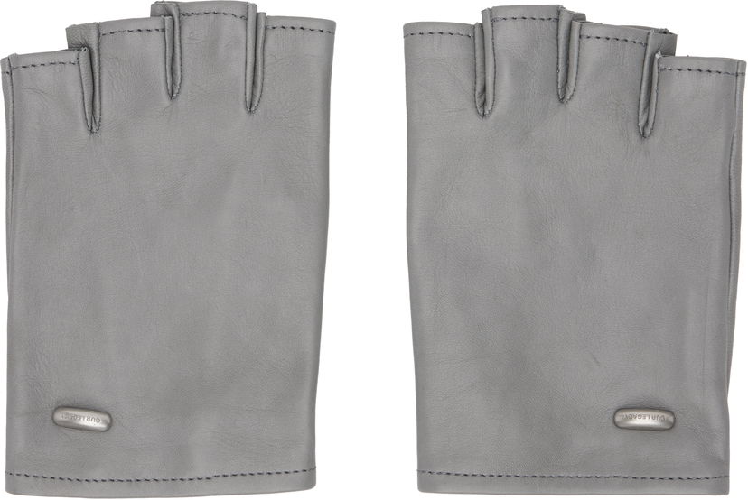 Rukavice OUR LEGACY Our Legacy Biker Leather Fingerless Gloves Siva | A2258BPL