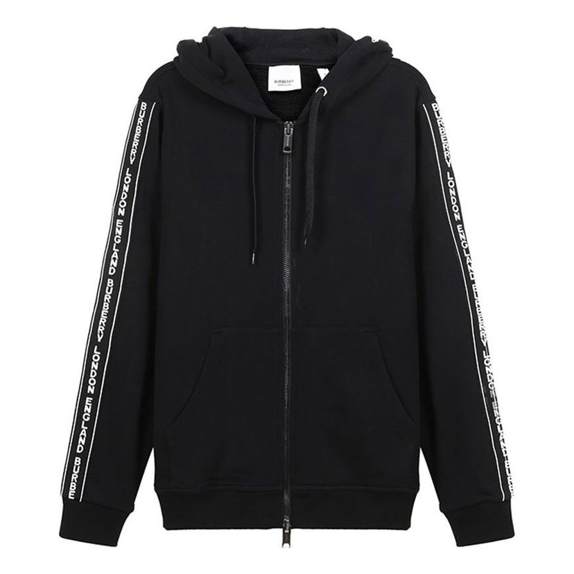 Dukserice Burberry Burberry FW20 Logo Cotton Hooded Zip-Up Sweatshirt Crna | 80295271