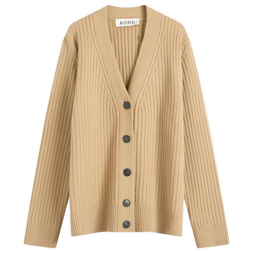 Džemper Róhe Ribbed Boiled Wool Cardigan Bež | 312-23-001-260