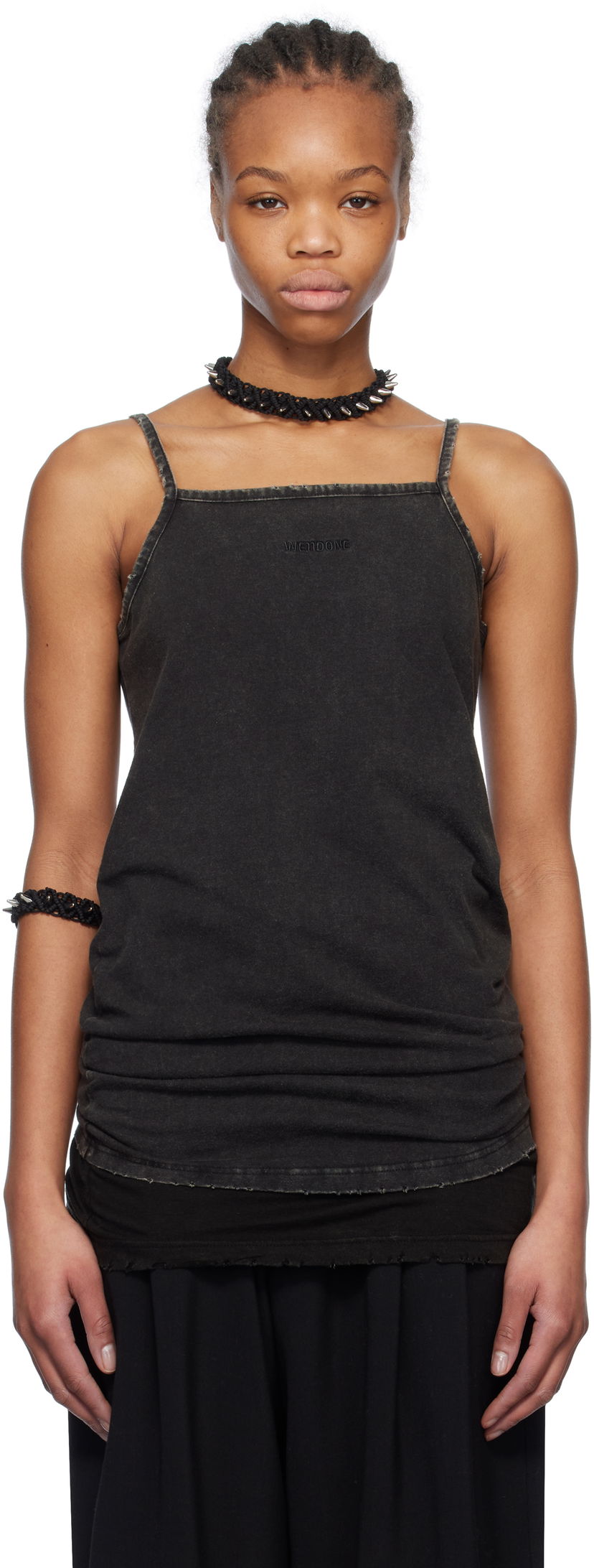 Majica bez rukava We11done We11done Layered Sleeveless Tank Top Crna | WD-TT0-25-703-W-BK