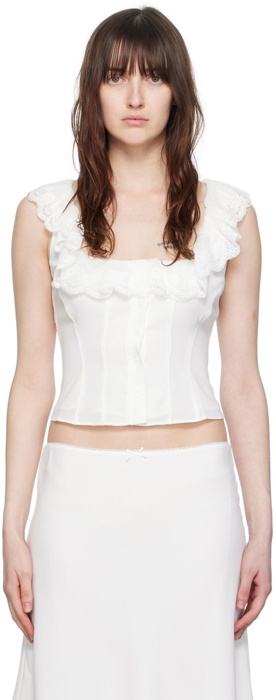 Majica bez rukava GUIZIO Guizio Paloma Lace Tank Top Bijela | C00102W016