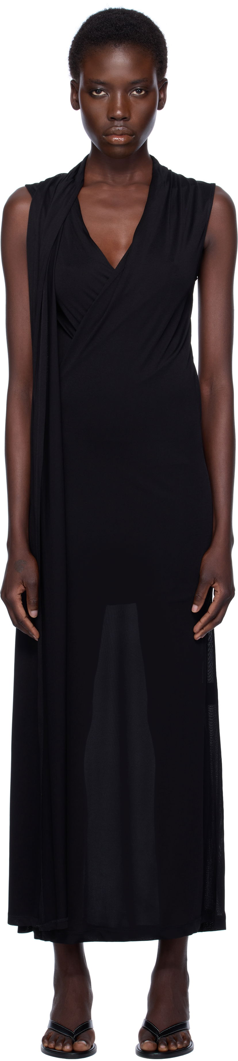 Haljina TOTEME TOTEME Overlapped Scarf Maxi Dress Crna | 253-WRD0235-FB0266
