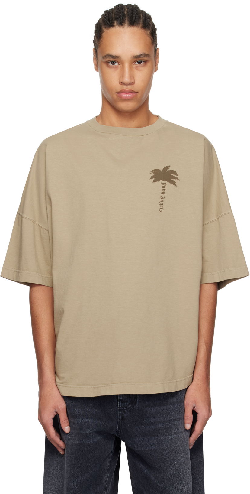 Majica kratkih rukava Palm Angels Palm Angels Palms Over T-Shirt Bež | PMAA002S25JER0046161