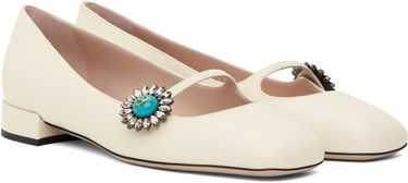 Njega cipela Valentino Valentino Garavani Mary-Jane Ballerina Flats with Crystal Embellishment Bijela | 6W2S0LL7DHS, 3