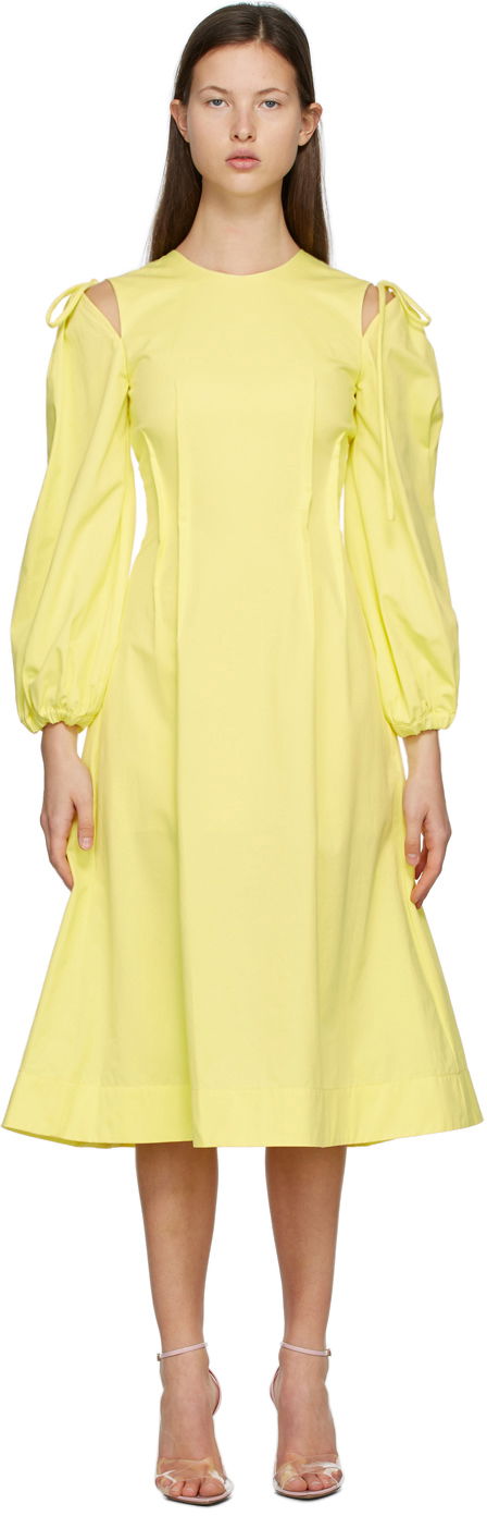 Haljina MSGM MSGM Cut-Out Midi Dress Žuta | 3041MDA25 217109
