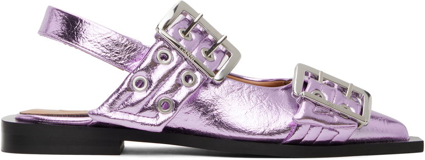 Dodaci GANNI GANNI Buckle Slingback Flats Ljubičasta | S2874