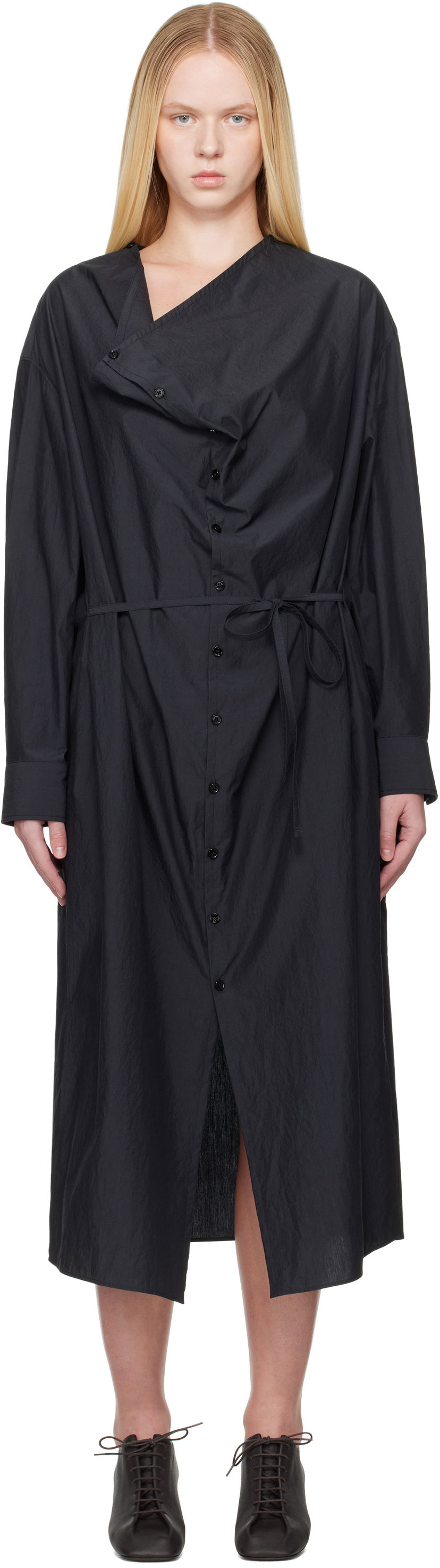 Haljina LEMAIRE Lemaire Soft Collar Midi Dress Crna | DR1099 LF1399