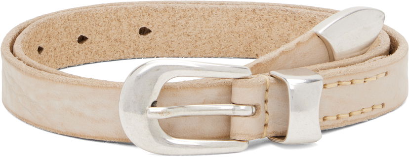 Pojasevi OUR LEGACY Textured Leather Buckle Belt Bež | A4258CCW