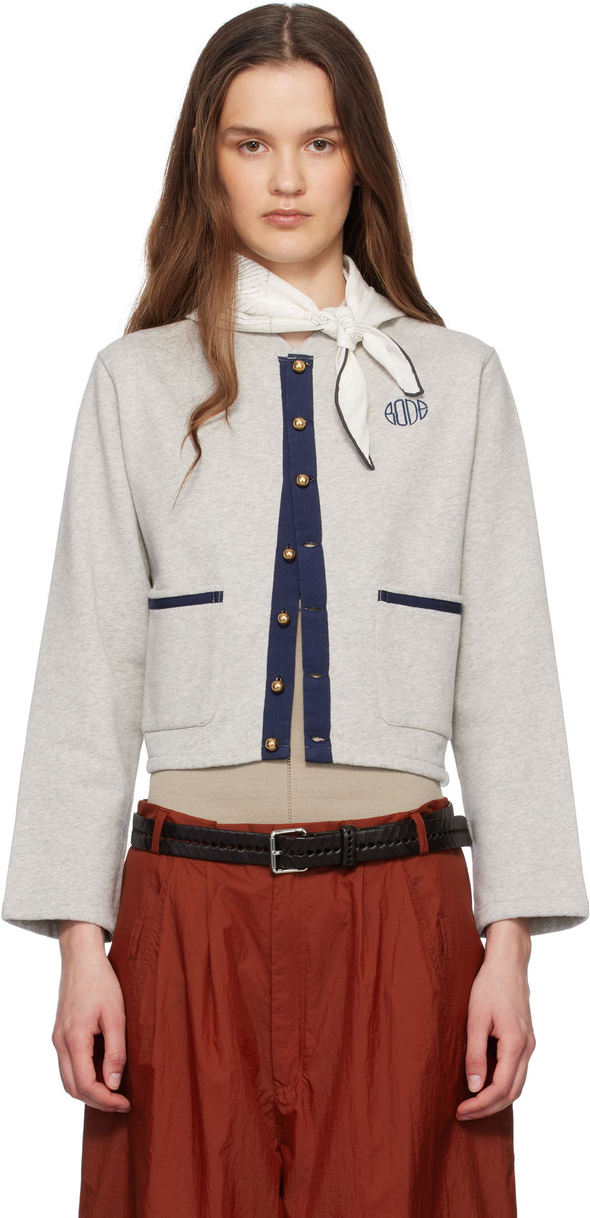 Džemper Bode Bode Heathered Cropped Cardigan Siva | WRS25CS019