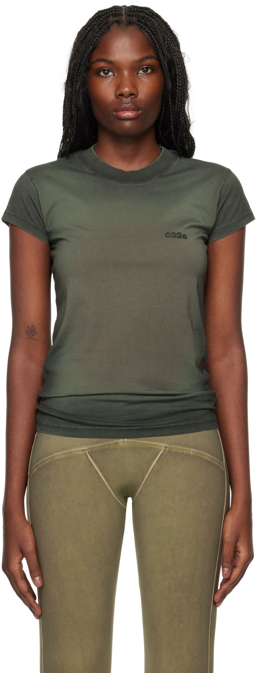 Majica kratkih rukava 032C Adagio Tight T-Shirt Zelena | F24-MRC-0121-450