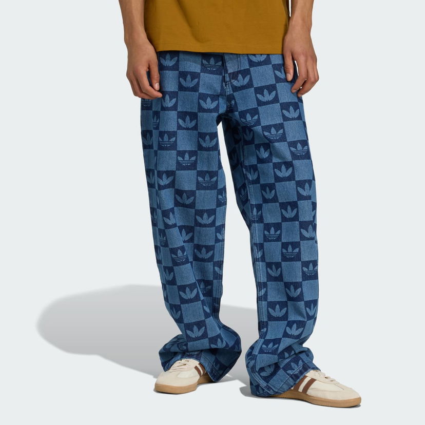 Jeans adidas Performance Allover Print Monogram Straight-Leg Jeans Plava | JY2993