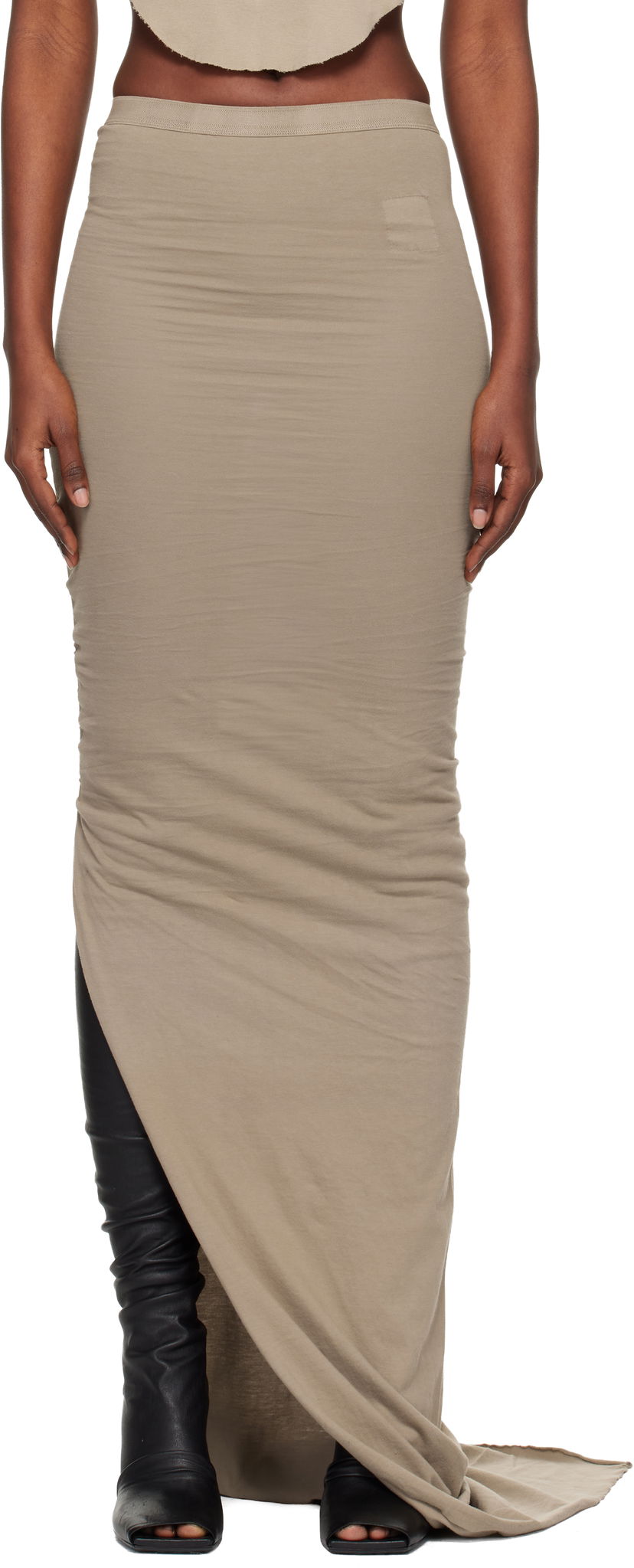 Suknja Rick Owens Rick Owens DRKSHDW Concordians Soft Edfu Maxi Skirt Bež | DS02E7337 RN