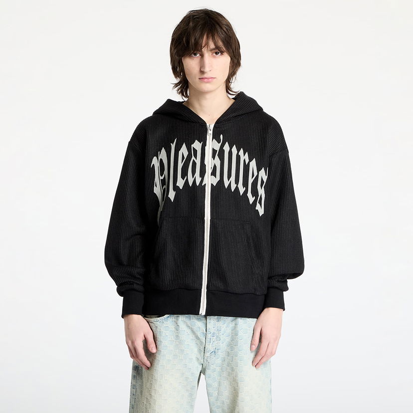 Dukserice Pleasures PLEASURES Twitch Knitted Zip Hoodie Crna | P25SP007 BLACK