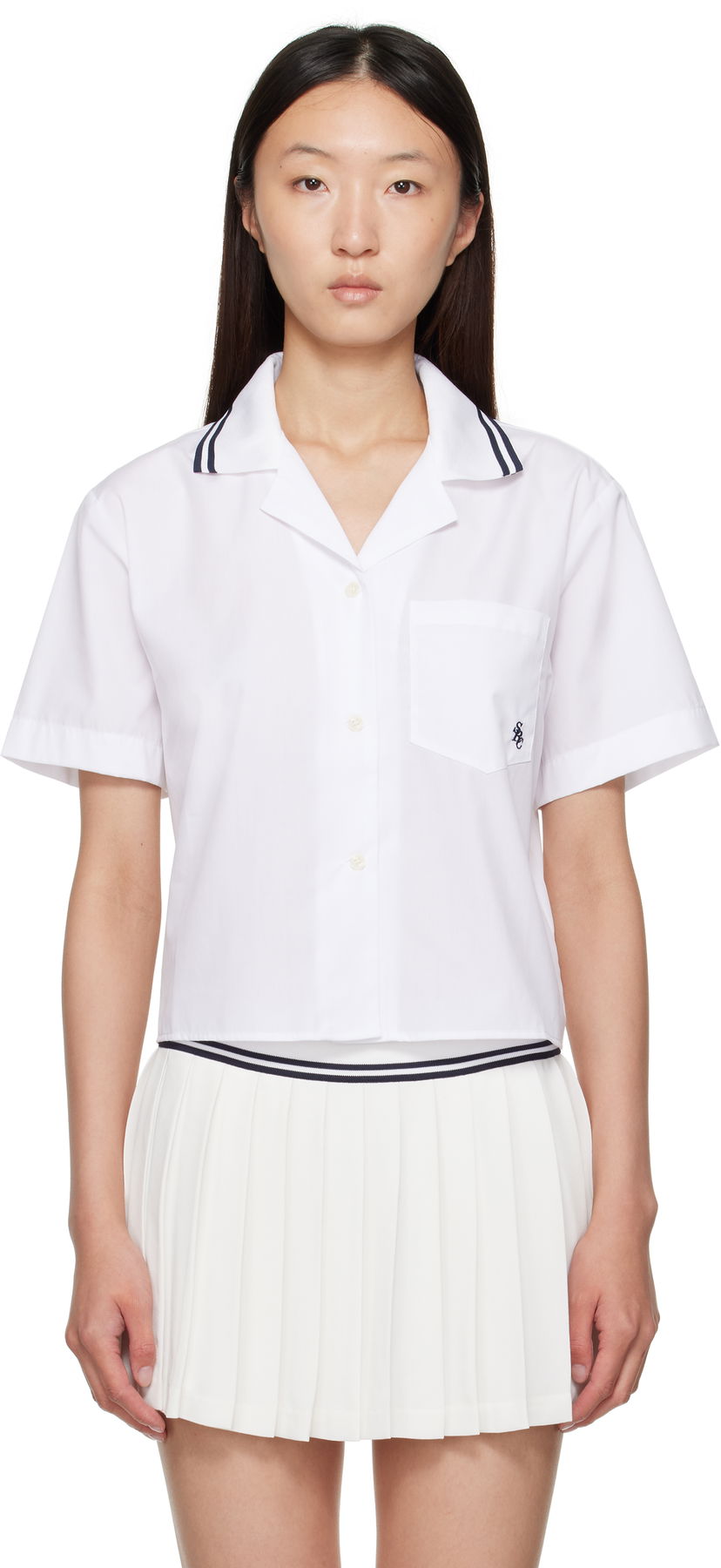 Košulja Sporty & Rich Sporty & Rich 'SRC' Sailor Cropped Shirt Bijela | SI023602302WH01