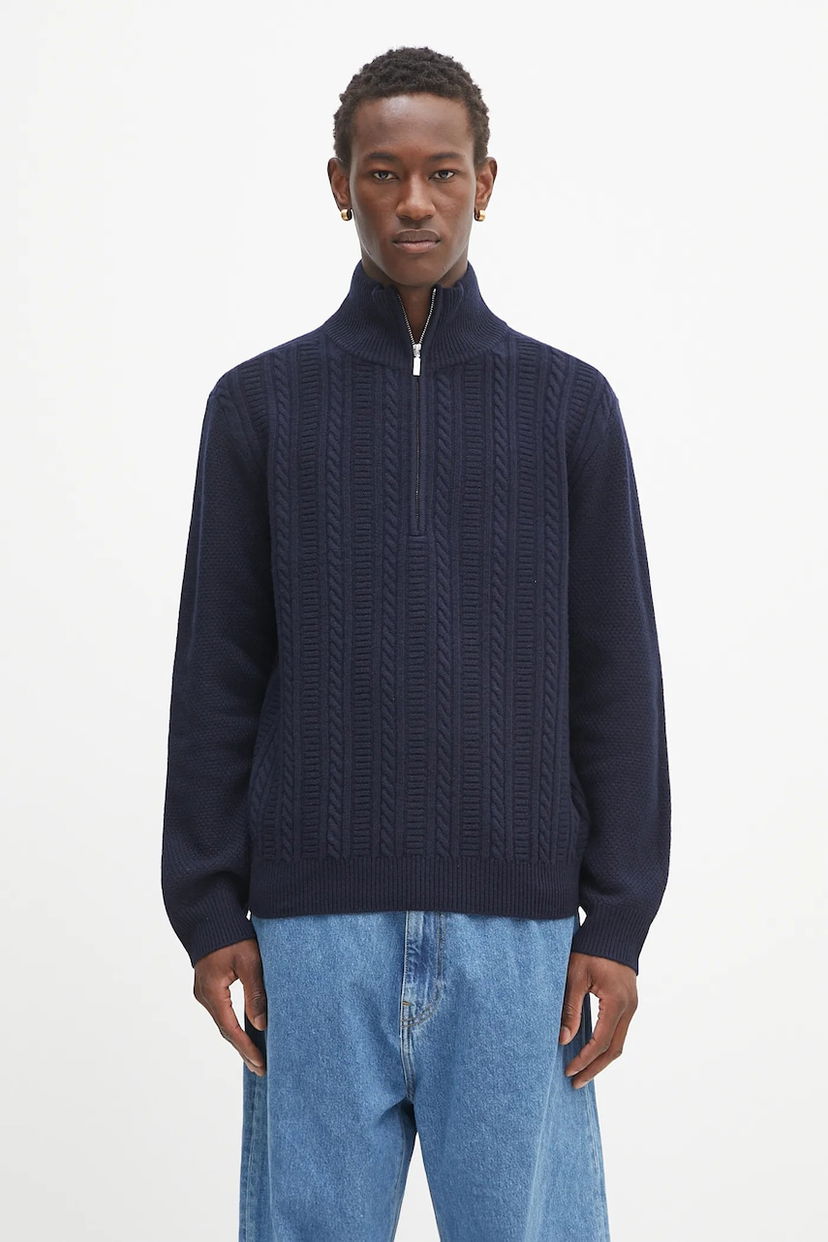 Džemper A.P.C. A.P.C. Pull Theo Half Zip Sweater Tamnoplava | WVBCZ.H23416