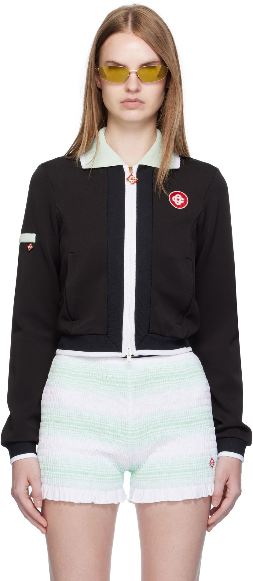Jakna Casablanca Casablanca Viscose Cropped Track Jacket Crna | WPF25-JTP-378-01