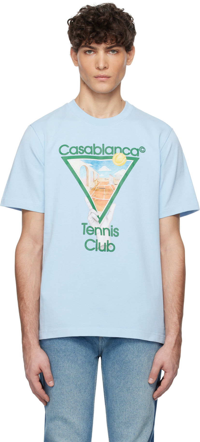 Majica kratkih rukava Casablanca Metaphysical Tennis Icon T-Shirt Plava | U-MPS25-JTS-001-09