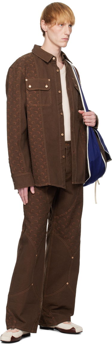 Jakna Marine Serre Marine Serre Moon Jacquard Twill Overshirt Smeđa | USI030A CWOV0063, 4