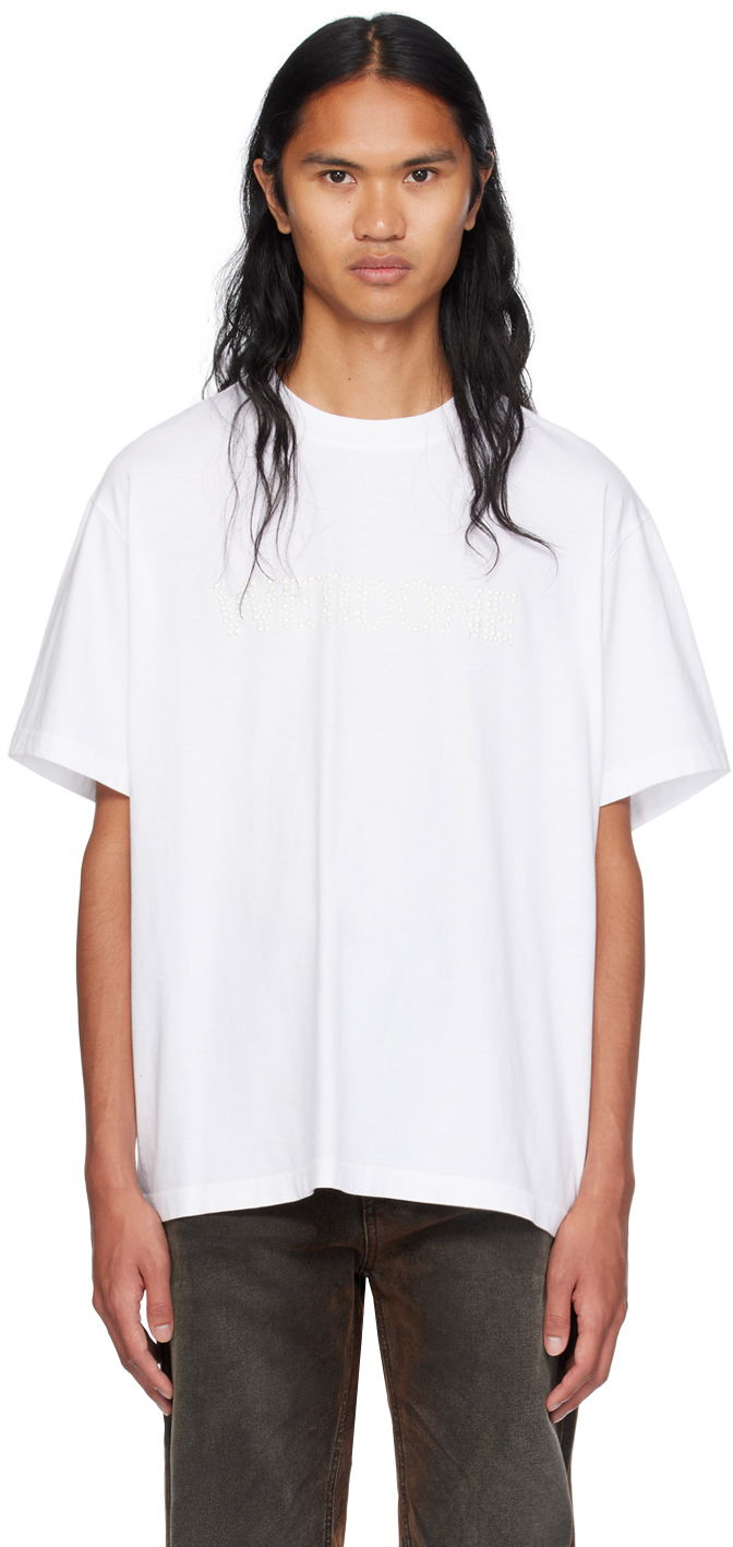 Majica kratkih rukava We11done We11done Logo Pearl T-Shirt Bijela | WD-TT2-24-778-U-WH