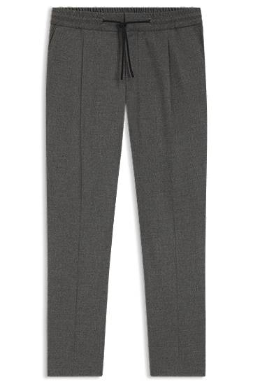 Hlače BOSS Slim-Fit Melange Stretch Flannel Trousers Siva | 50547312
