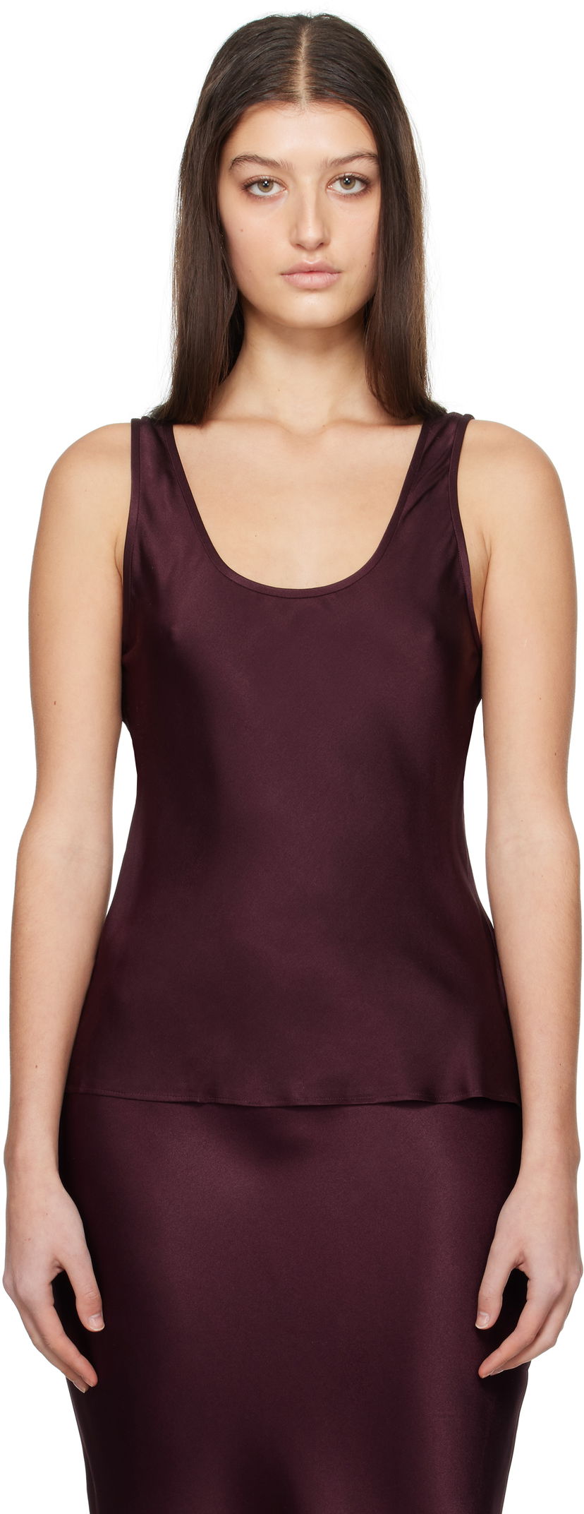 Majica bez rukava Anine Bing Anine Bing Lea Silk Tank Top Tamnocrvena | A-07-0839-RED15