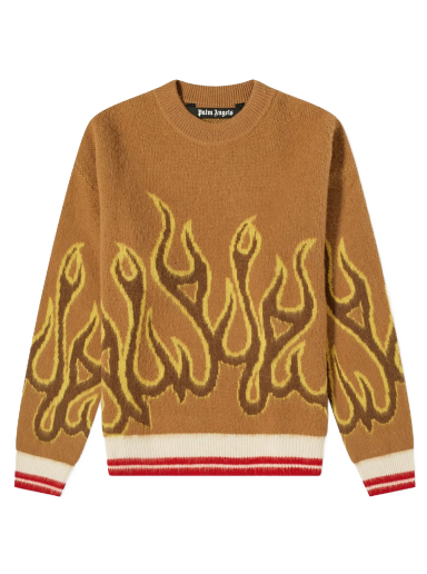 Džemper Palm Angels Flames Intarsia Crew Knit Smeđa | PMHE043F22KNI0016418