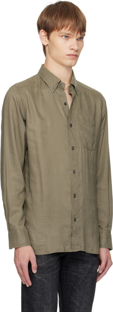 Košulja Tom Ford TOM FORD Gabardine Slim Fit Shirt Crna | HSO001-FMT058, 4