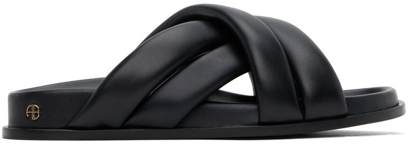 Tenisice i cipele Anine Bing Lizzie Padded Leather Slides Crna | A-14-4028-007