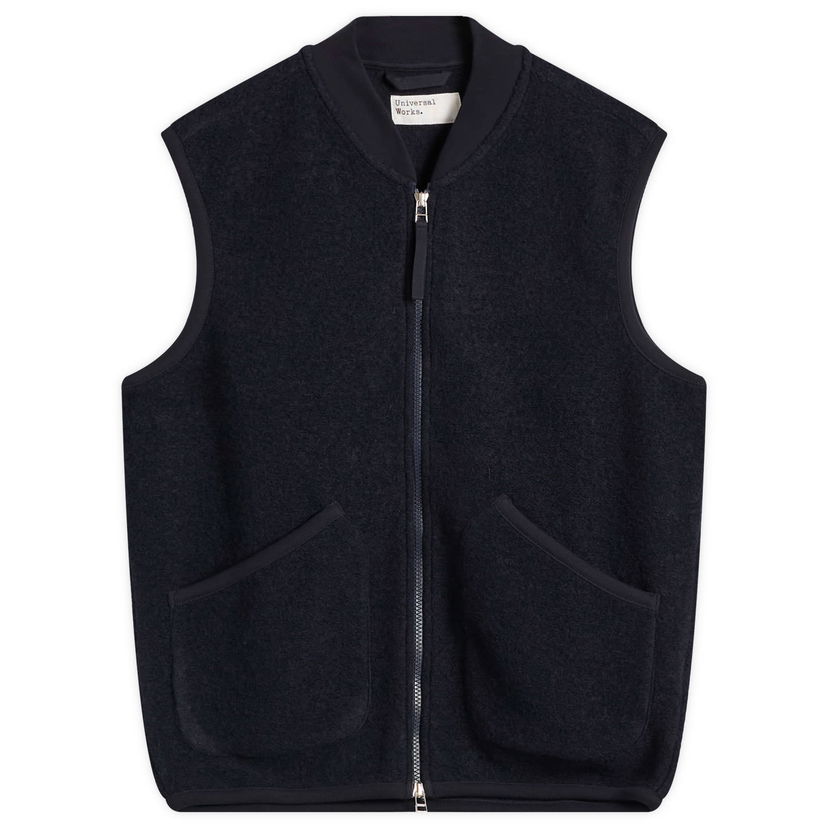 Prsluk Universal Works Wool Fleece Zip Vest Tamnoplava | 00015-NVY