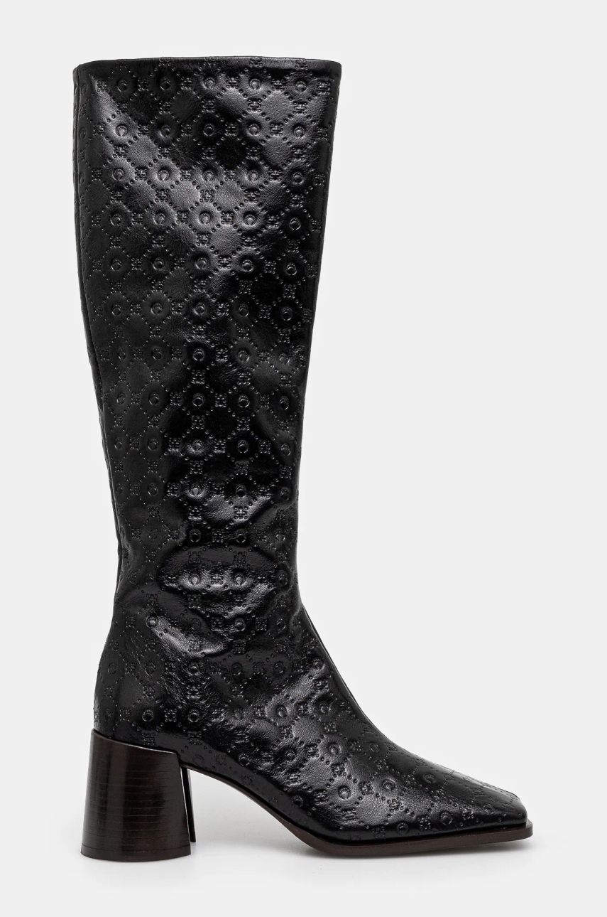Tenisice i cipele Marine Serre Moonogram Embossed Leather Ms Block High Heel Boots Crna | WFW038A.CLEA0051, 1