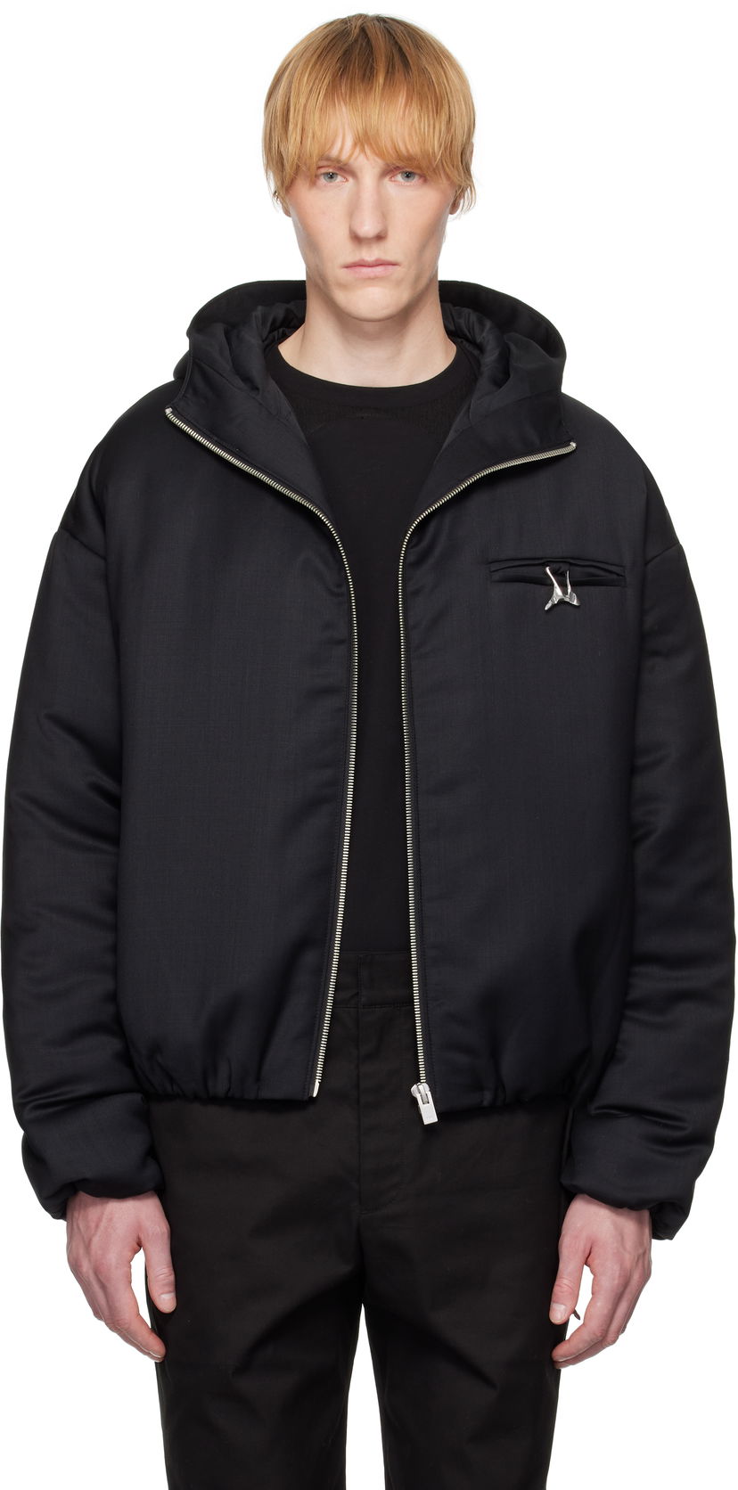 Jakna HELIOT EMIL Haptic Tailored Hooded Jacket Crna | SS25_M_02_153_BLK01