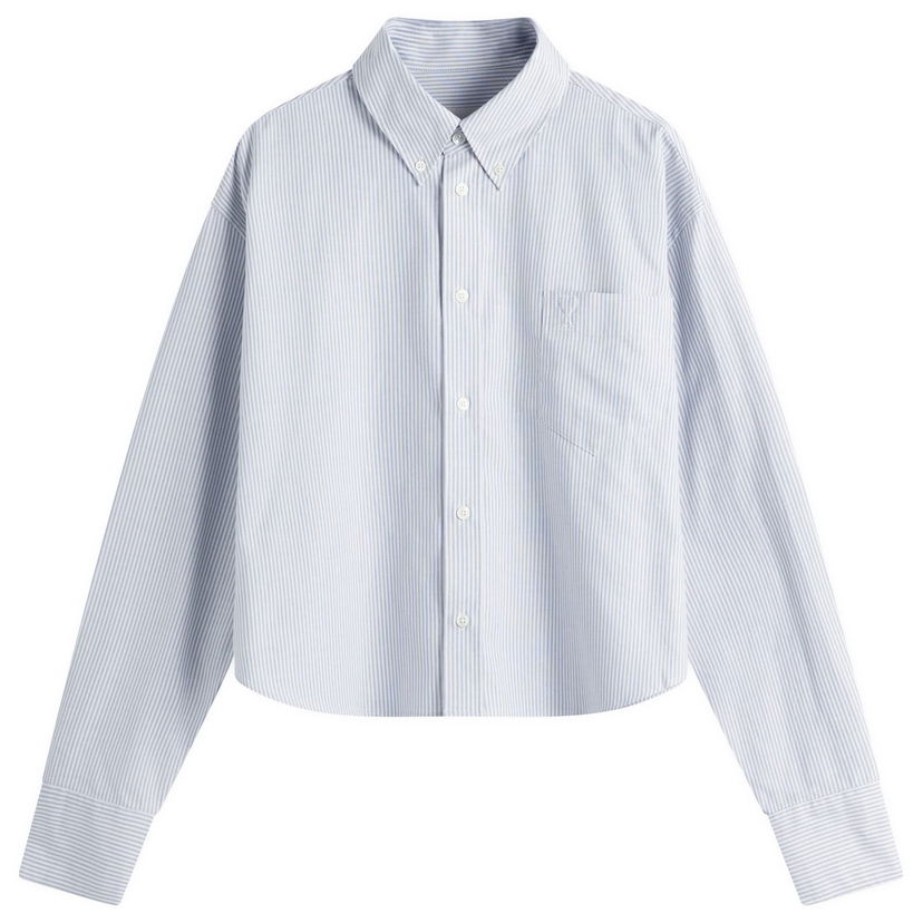 Košulja AMI AMI Paris ADC Cropped Oversized Shirt, Size Large Plava | USH123-CO0087-4503