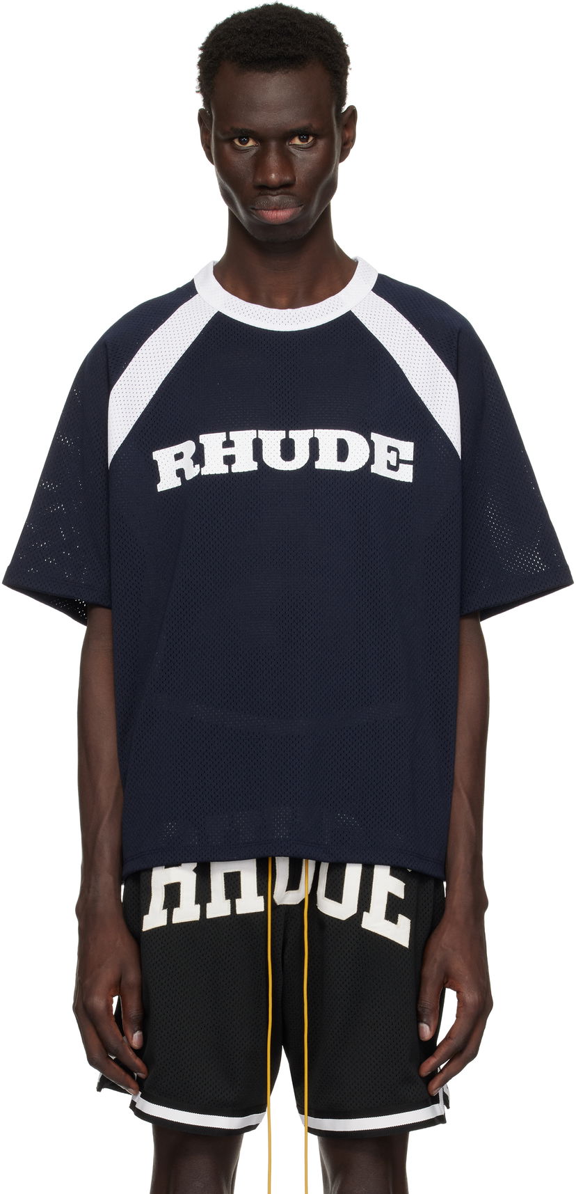 Majica kratkih rukava Rhude Rhude Racing Logo Mesh T-Shirt Tamnoplava | RHPS25TT20012