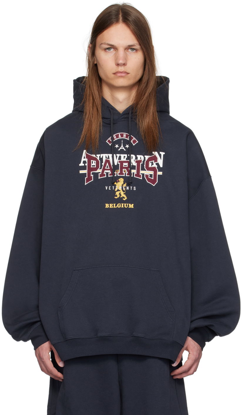 Dukserice VETEMENTS Tourist Hoodie Tamnoplava | UA65HD600N