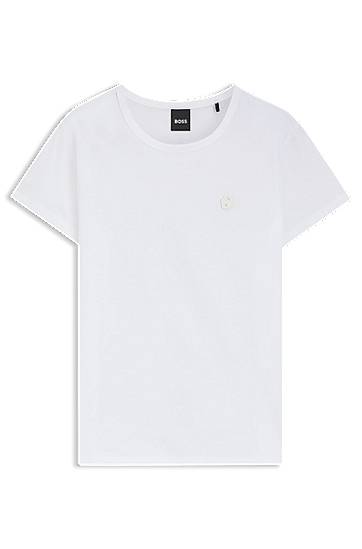 Majica kratkih rukava BOSS BOSS Slim-Fit Mercerized Cotton Tee with Double B Monogram Bijela | 50545671
