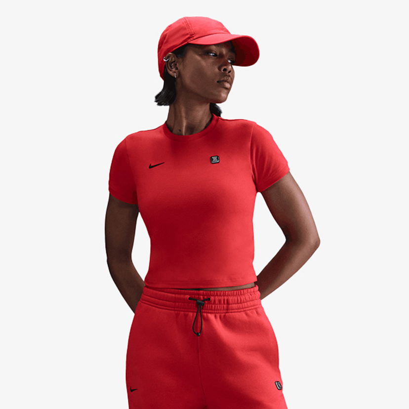 Crop top Nike Cropped T-Shirt Shox Crvena | IO2244-657